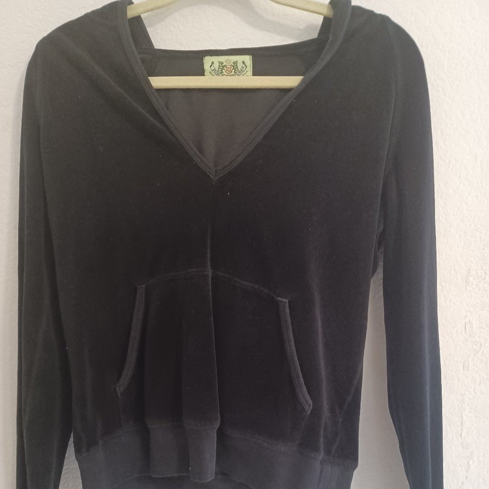Juicy Couture Black Velvet Hooded Pullover